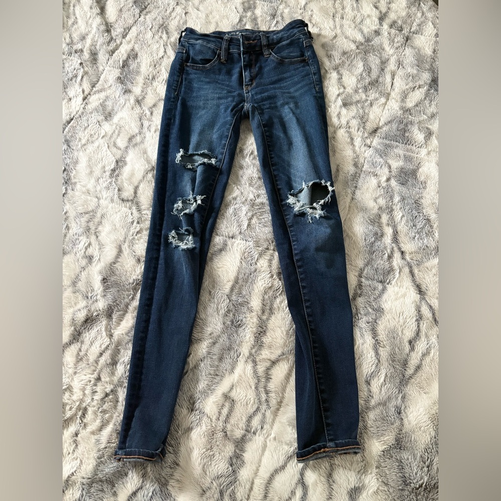 Distressed Blue Jeans